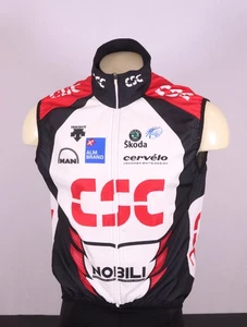 DESCENTE Herren Medium Fahrrad Wind Weste CSC Pro Tour Radsport Team Rot Schwarz Multi - Bild 1 von 9