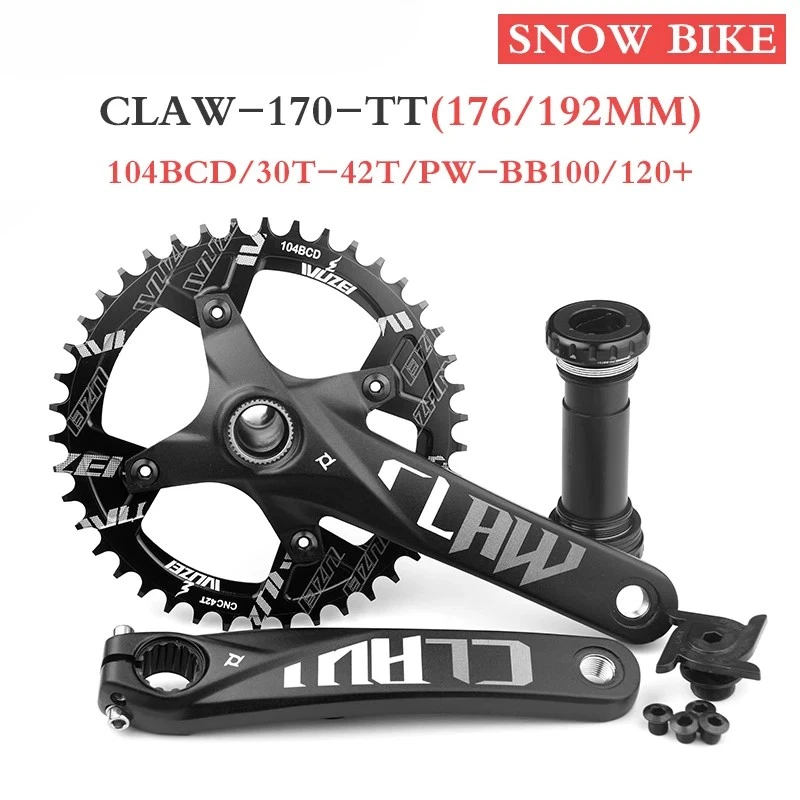 Juego de bielas para bicicleta de nieve 170 mm neumático grueso brazo de manivela para bicicleta 30T-42T piñones individuales Foto 1 de 4