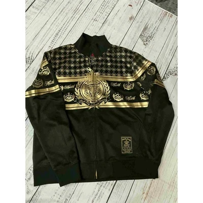 Chaqueta de pista Hustle Gang cremallera completa estampado de tigre dorada negra ropa de hombre Foto 1 de 3