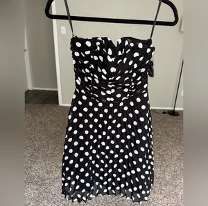 Un Deux Trois Girls Black and White Polka DotNWTStrapless Dress 6 - Picture 1 of 7