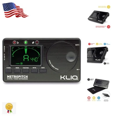 KLIQ MetroPitch 三合一数字调谐器节拍器适用于音乐家,小巧便携 — 第 1/4 张图片