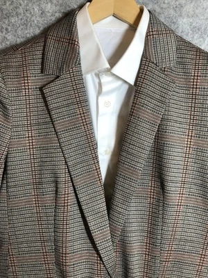 Chaqueta Blazer LOFT Mujer 12 Marrón Glen Cuadros Ventana Muesca Solapa con Etiquetas Foto 1 de 4