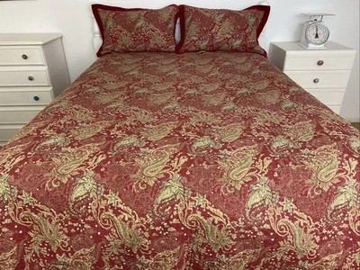 Morgan & Finch King / Queen Red Floral Paisley Quilted Coverlet Comforter Set - image 1 of 4