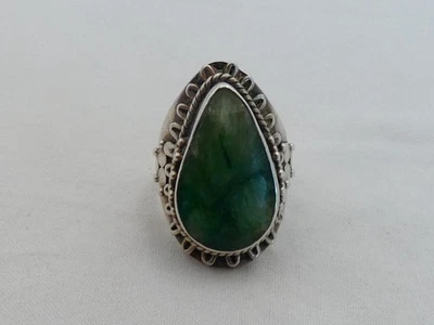 Anillo de piedra de diópsido grande de plata esterlina talla 8 DK-8 Foto 1 de 4