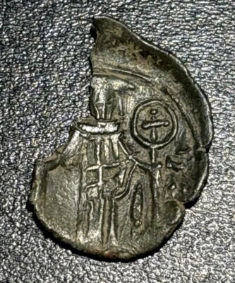 1282-1328 dC Bizantino Andrónico II Paleólogo AE Traquía Cruzadas Moneda Cruz Foto 1 de 3