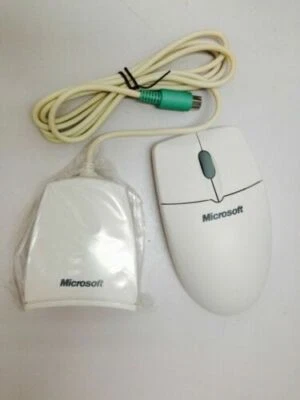 BRAND NEW--Microsoft C57 Beige PS2 & Serial Wireless Scroll BALL Mouse - Image 1 of 4