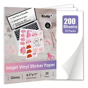 200 Bulk Koala Printable Vinyl Sticker Paper Glossy Waterproof for Inkjet Cricut - Picture 1 of 8