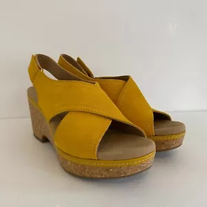 Clarks Giselle Cove gelbe Kork-Keilsandalen Damen US 10 - Bild 1 von 8