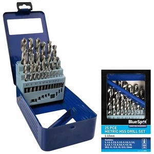 BlueSpot Metal HSS Metric 25pc Drill Bits Set 1mm to 13mm for Steel Metal Wood - Picture 1 of 5