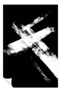 Black & White Crossed Brush Stroke Paint Artistic Poster Wall Art Home Decor - Picture 1 of 4