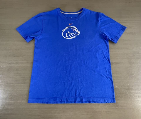 Boise State Broncos Shirt Adult Large Blue White Nike Swoosh Logo Football Mens Cover