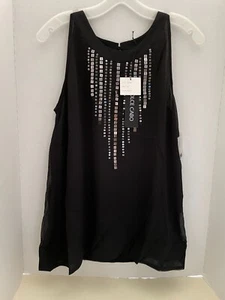Dolce Cabo Black w/Silver Sequins Women's Top Size Medium - Picture 1 of 9