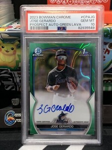 2023 Bowman Chrome Jose Gerardo 1st Auto GREEN Lava /99 Marlins PSA 10 TZ