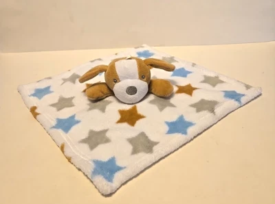 Cobertor de segurança Baby Essentials filhote cachorro estrelas azul bronzeado cinza amoroso recheado 12" - Imagem 1 de 4