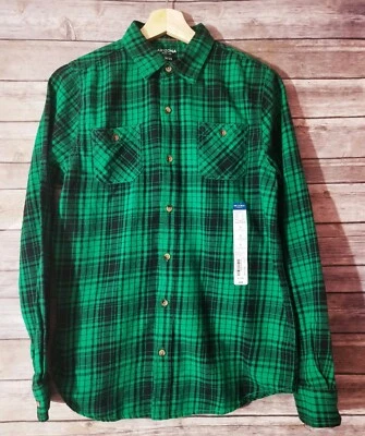 Новый с Ярлыками новый мальчиков Аризона зеленый черный клетку рубашка на пуговицах размер XL - Изображение 1 из 2