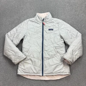 Patagonia Jacket Kids Large Grey Reversible Bomber Fleece Lined Coat Youth* - Picture 1 of 14