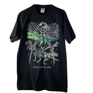 Vintage Jurassic Park II The Lost World 1998 Tyrannosaurus Rex T-Shirt Black M - Picture 1 of 10