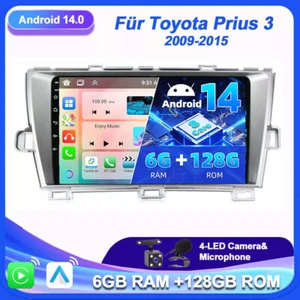 6GB+128GB Für Toyota Prius 3 2009-2015 Autoradio Android 14 GPS Navi WIFI DAB+AM - Bild 1 von 18