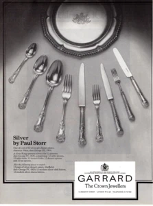 1978 PAUL STORR SILVER DINNER PLATES,FLATWARE PRINT AD GARRARD JEWELERS PRINT AD - Picture 1 of 2