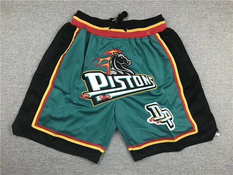 HOT Detroit Pistons Men's Vintage Basketball Shorts Stitched Green Size:S-XXL Cover