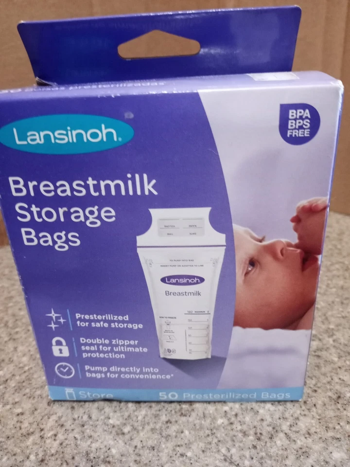 BOLSAS DE ALMACENAMIENTO DE LECHE MATERNA LANSINOH - 50 BOLSAS PREESTERILIZADAS - DOBLE CREMALLERA Foto 1 de 2
