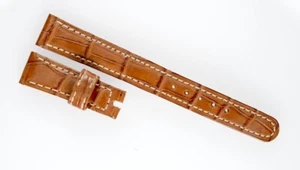 Rolex correa de cuero cocodrilo mujer marrón 14/12 para cierre desplegable nuevo - Imagen 1 de 2