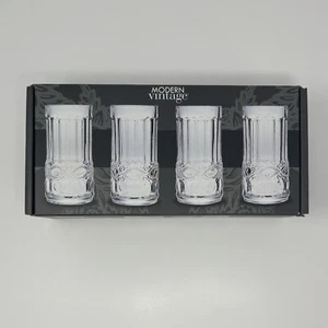 Modern Vintage New In Box Clear Crystal Tumblers/glass Set Of 4 - Picture 1 of 5