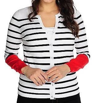 NUEVO OSO Casuals® Suéter Tejido Mangas Largas Botón Frontal Rayas Cárdigan S, M, L Foto 1 de 2