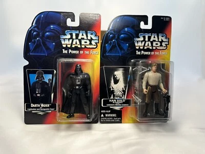 Figuras de acción Star Wars Darth Vader Long Saber y Han Solo Carbonita Tarjeta Roja Foto 1 de 4