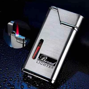 Refillable Butane Cigar Lighters Metal Gas Torch Lighter Windproof Red Flame - Picture 1 of 16
