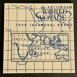 Royal Goedewaagen Blue Delft Ceramic Tile Trivet MS Rotterdam 1998 World Voyage - Picture 1 of 7