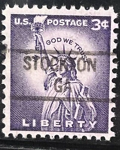 Stockton, GEORGIA Precancel TYPE 841 on a Three Cent Statue Of Liberty Stamp - Picture 1 of 1