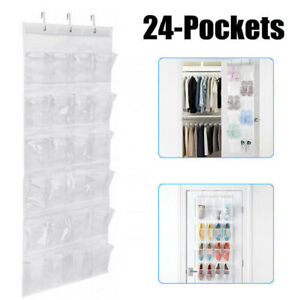 24 Pocket Hanging Shoe Holder Storage Box Over Door Rack Hanger Closet Organizer