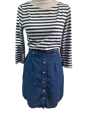 Falda ORVIS Vintage Verano Botón Frontal Ligera Suave Denim XL Foto 1 de 4