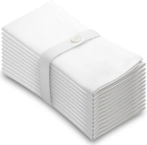 White Cotton Napkins Cloth 20 X 20 Oversized 100% Natural Bulk Linens for Dinner - Picture 1 of 12