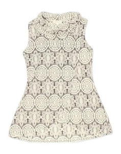 VINTAGE Womens Sleeveless Tunic Top UK 8 Small Grey Floral Polyester CX20 - Picture 1 of 3