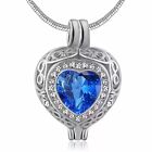 Blue Heart Locket Jewellery Cremation Urn Pendant Ashes Necklace Birthstone UK