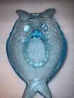 Frosted Blue Glass Owl Pickle Dish