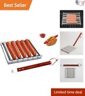 Stainless Steel Hot Dog Sausage Roller - 5 Section Brat Griller With Wood Handle