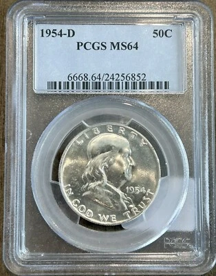 1954 D MS64 Franklin Half Dollar PCGS GC241 Nice Coin! - Image 1 of 2