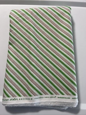 Christmas Holiday Diagonal Stripe Cotton Fabric MODA Me And My Sister 3 Yards - Image 1 of 2