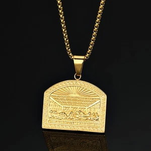 Hip Hop Last Supper Jesus Pendant Necklace Stainless Steel Gold Plated Jewelry - Picture 1 of 7