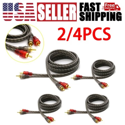 2/4PC 4ft RCA Cables 2 Channel Twisted Pair Shielded for Car Audio Amp Subwoofer - Image 1 of 4