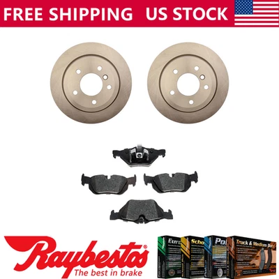 Rear Brake Rotors + Ceramic Brake Pads & Hardware For 2006 BMW 325xi - Raybestos - Image 1 of 4
