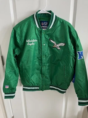 Philadelphia Eagles Embroidered Kelly Green Satin Bomber Jacket Men's S / L / XL - Image 1 of 4