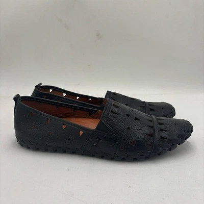 Spring Step Women’s 40 Black Leather Perforated Fusaro Slip On Loafers - Image 1 of 4