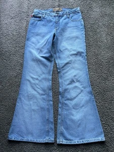Vintage 90s Mudd Jeans Flare Women's Size 13 Light Blue Denim Bell Bottom mexico - Picture 1 of 11