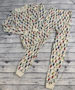 Hanna Andersson Pajamas Kids 10/140 Christmas Lights Print Organic Cotton - Picture 1 of 5