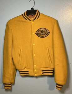 VTG 1970's Child’s Wool Varsity Jacket Size 16 USA Made Gold - Picture 1 of 10