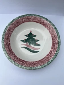 Gibson Christmas Tree Bowl 12.5" rojo verde gres moteado - astilla pequeña - Imagen 1 de 11
